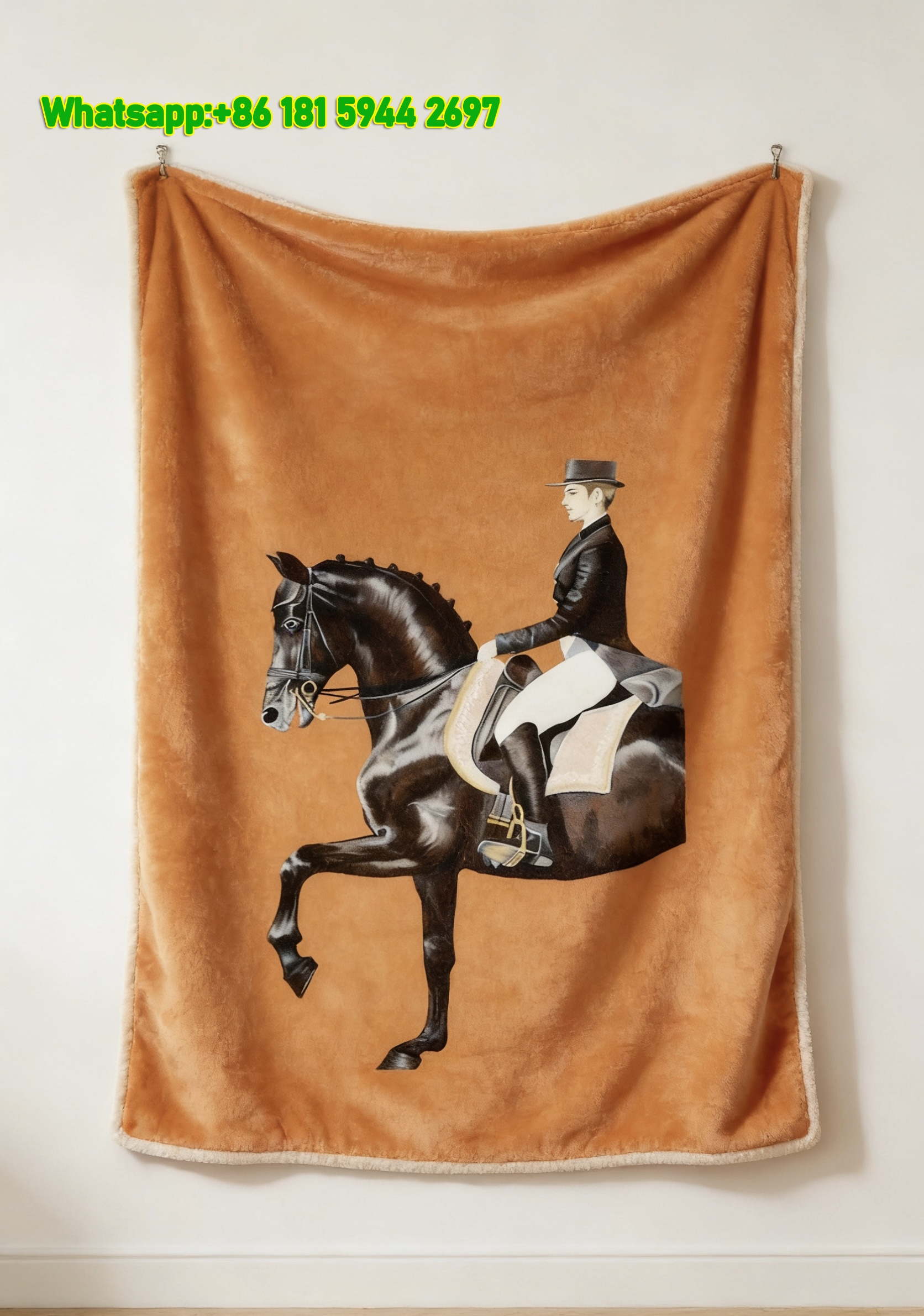 Hermes Equestrian Dressage Flannel Throw Blanket IMG_5282
